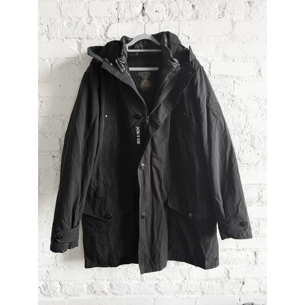Nautica Men’s XXL 3-in-1 Hooded Parka Jacket w/ Removable Inner Puffer – Black